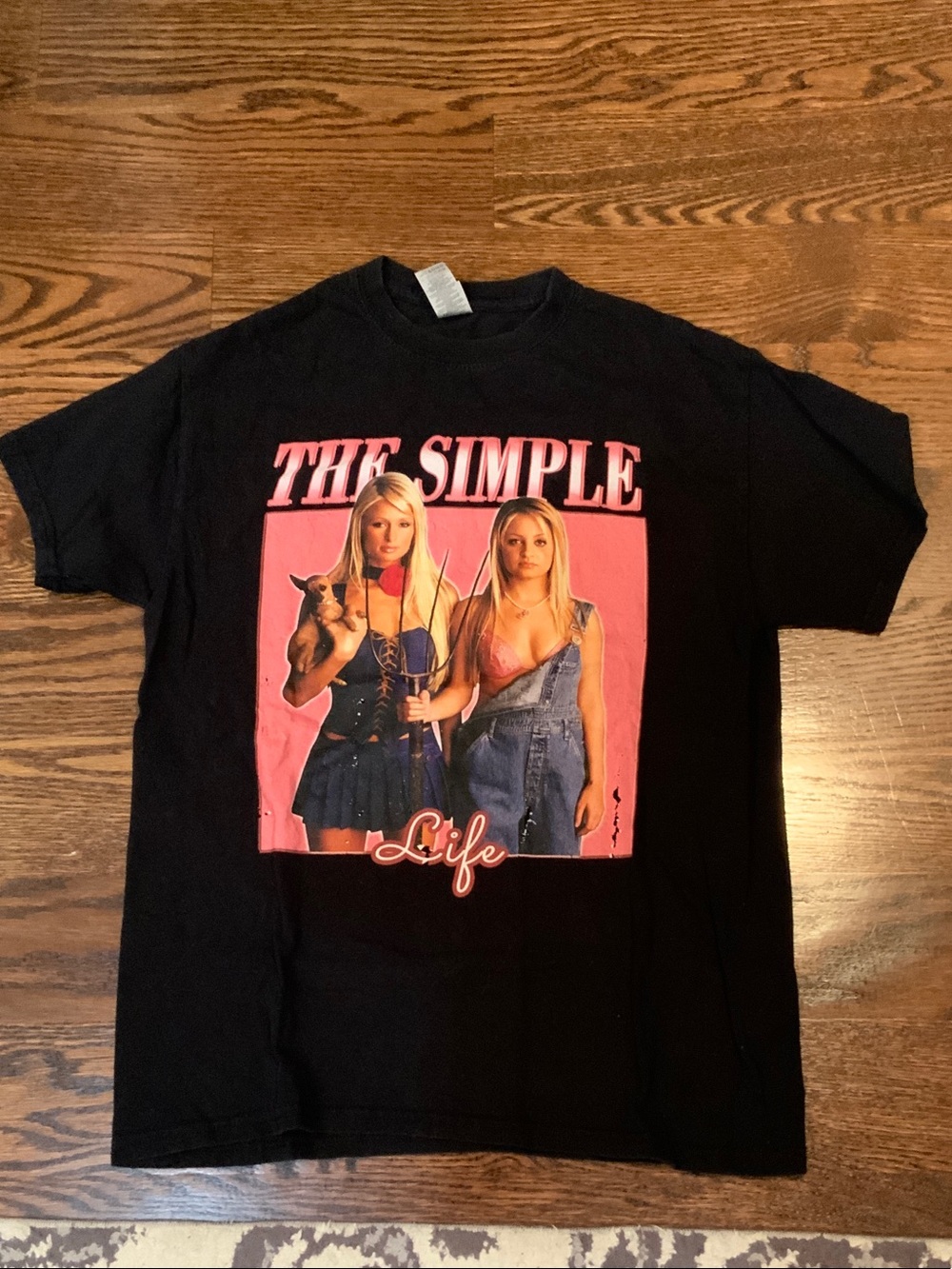 Gildan Black Tee with Pink Graphic "The Simple Life"